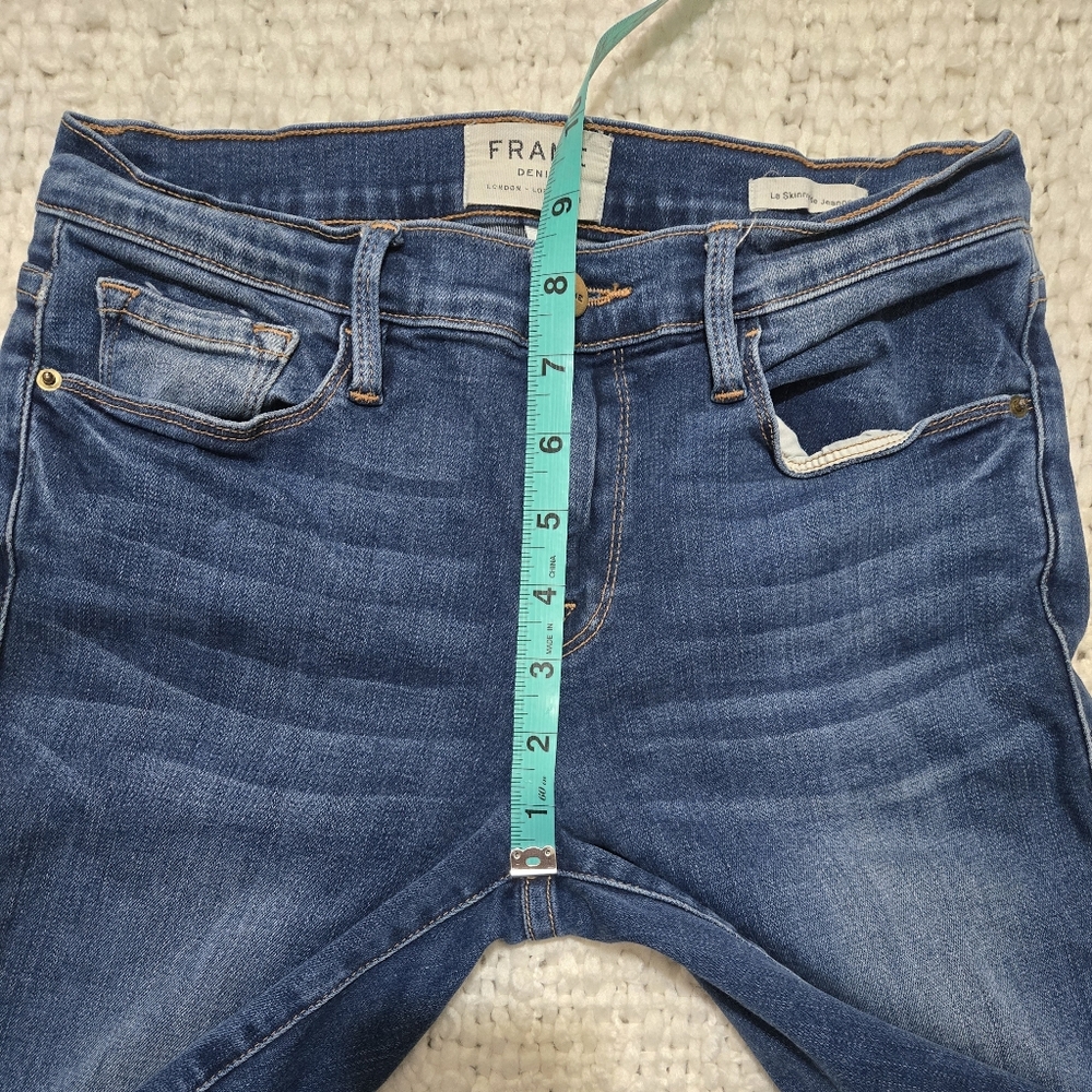 FRAME Denim Le Skinny de Jeanne Jeans Dark Wash Stretch Mid-Rise Skinny Size 28 - Picture 8 of 12